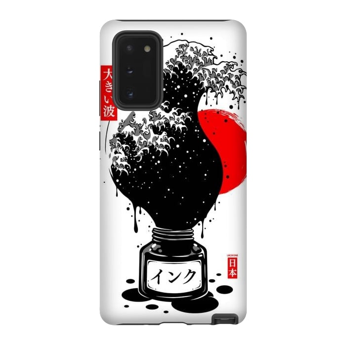 Galaxy Note 20 StrongFit Black Kanagawa's wave Japanese Ink by LM2Kone