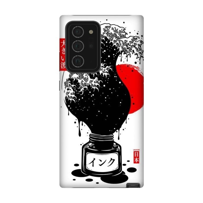 Galaxy Note 20 Ultra StrongFit Black Kanagawa's wave Japanese Ink by LM2Kone