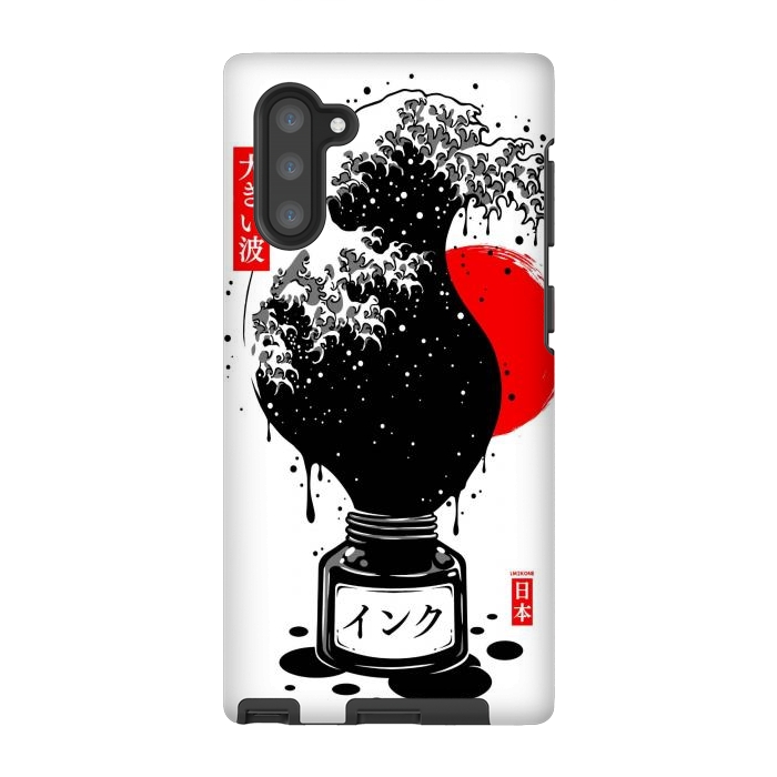 Galaxy Note 10 StrongFit Black Kanagawa's wave Japanese Ink by LM2Kone