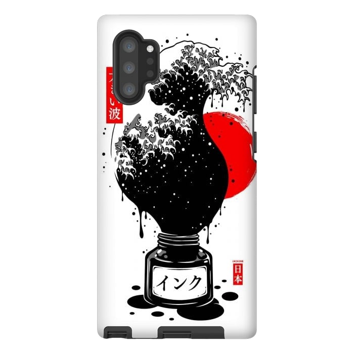 Galaxy Note 10 plus StrongFit Black Kanagawa's wave Japanese Ink by LM2Kone