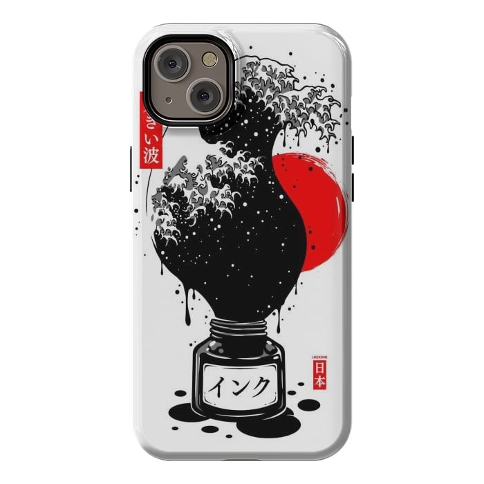 iPhone 14 Plus StrongFit Black Kanagawa's wave Japanese Ink by LM2Kone
