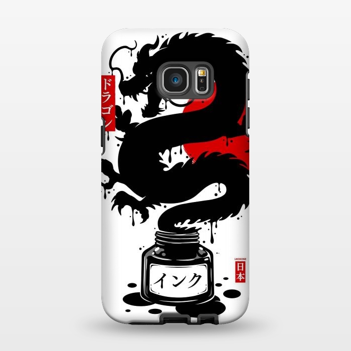 Galaxy S7 EDGE StrongFit Black Dragon Japanese Ink by LM2Kone