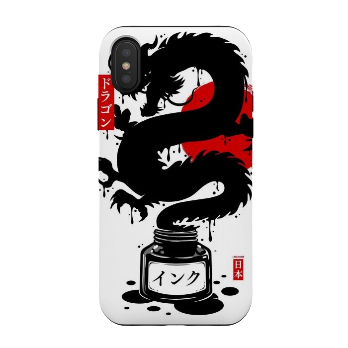 iPhone Xs / X StrongFit Black Dragon Japanese Ink by LM2Kone
