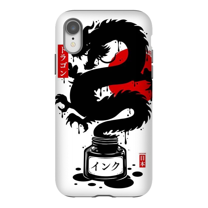 iPhone Xr StrongFit Black Dragon Japanese Ink by LM2Kone