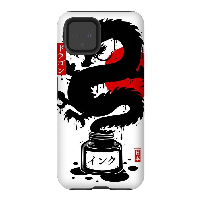 Pixel 4 StrongFit Black Dragon Japanese Ink by LM2Kone