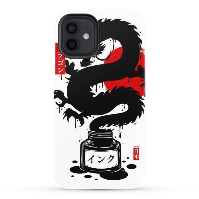 iPhone 12 StrongFit Black Dragon Japanese Ink by LM2Kone