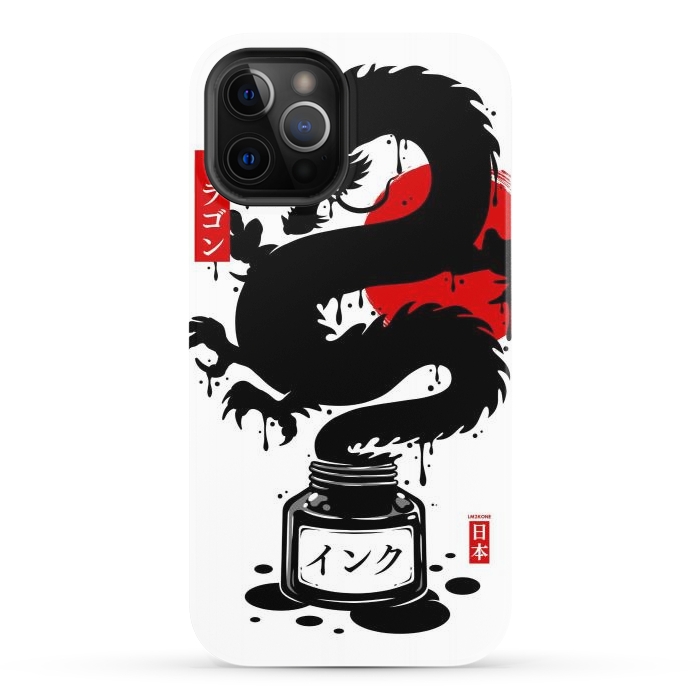 iPhone 12 Pro StrongFit Black Dragon Japanese Ink by LM2Kone