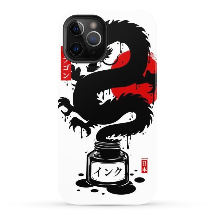 iPhone 12 Pro Max StrongFit Black Dragon Japanese Ink by LM2Kone