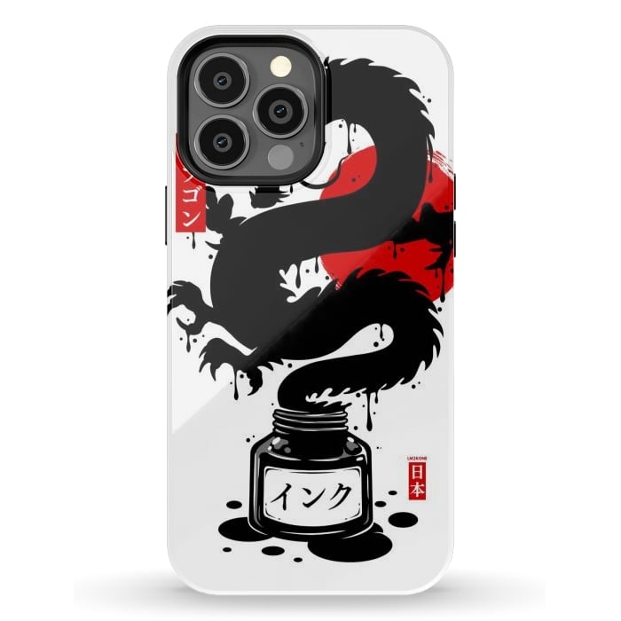 iPhone 13 Pro Max StrongFit Black Dragon Japanese Ink by LM2Kone