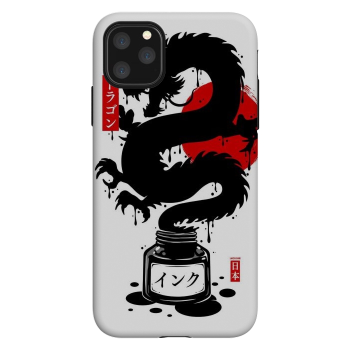 iPhone 11 Pro Max StrongFit Black Dragon Japanese Ink by LM2Kone