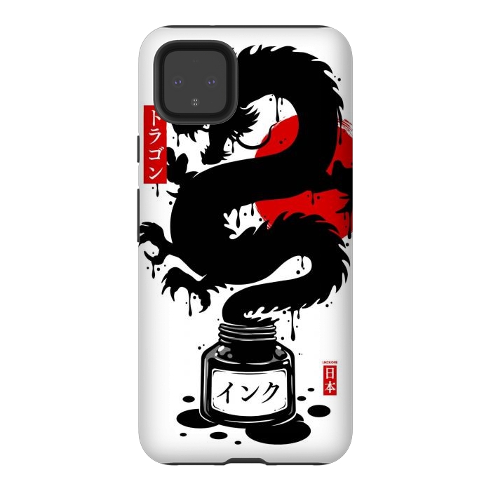 Pixel 4XL StrongFit Black Dragon Japanese Ink by LM2Kone