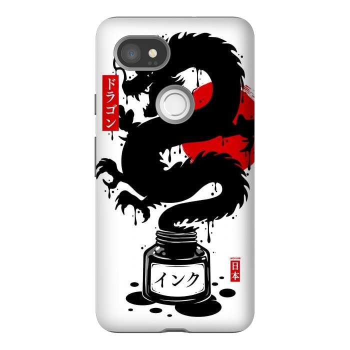 Pixel 2XL StrongFit Black Dragon Japanese Ink by LM2Kone
