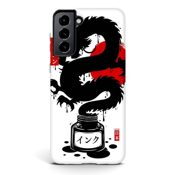 Galaxy S21 StrongFit Black Dragon Japanese Ink by LM2Kone
