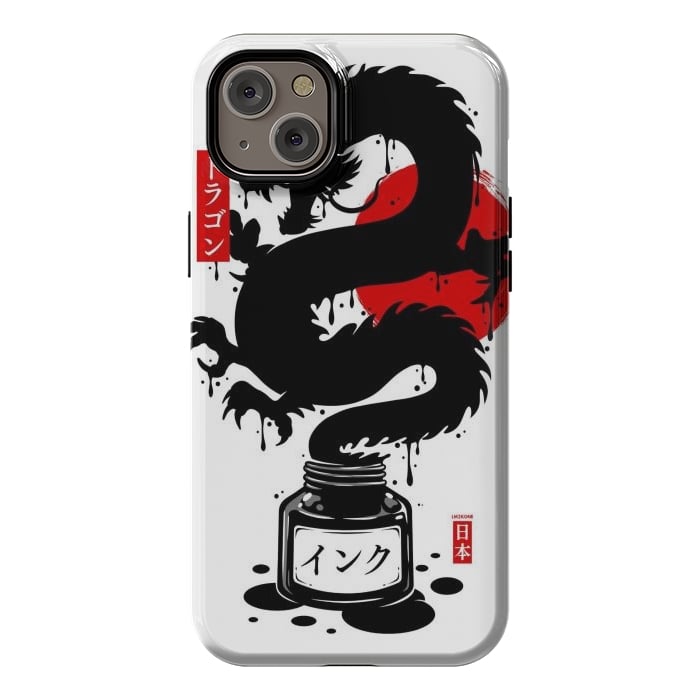 iPhone 14 Plus StrongFit Black Dragon Japanese Ink by LM2Kone