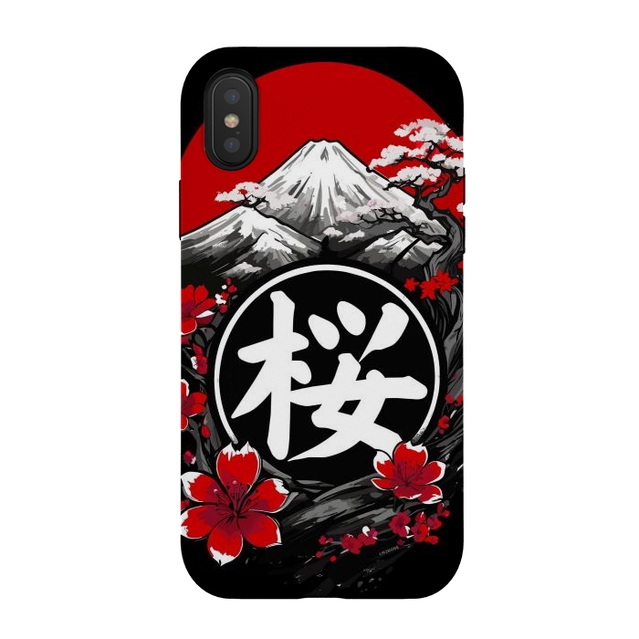 iPhone Xs / X StrongFit Mount Fuji Cherry Blossoms by LM2Kone