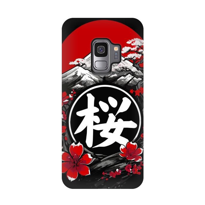 Galaxy S9 StrongFit Mount Fuji Cherry Blossoms by LM2Kone