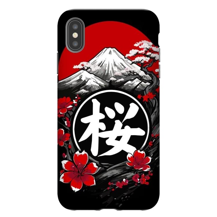 iPhone Xs Max StrongFit Mount Fuji Cherry Blossoms by LM2Kone