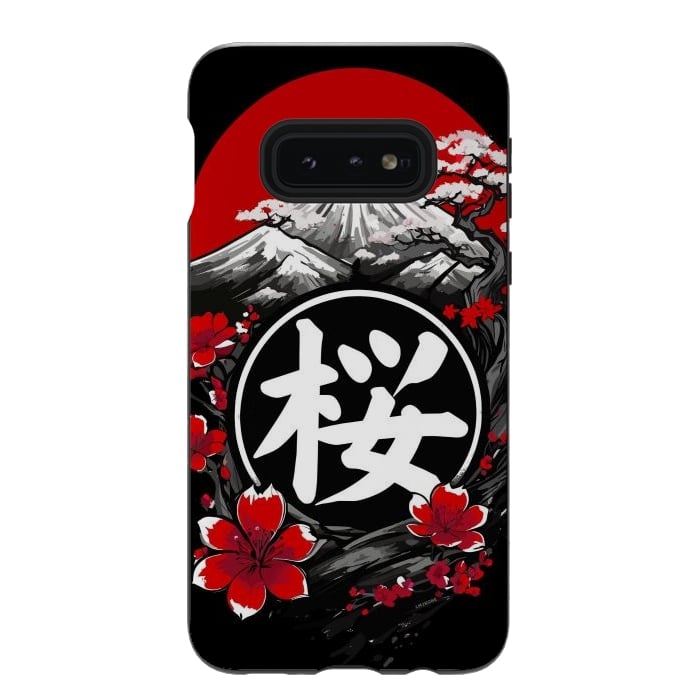 Galaxy S10e StrongFit Mount Fuji Cherry Blossoms by LM2Kone