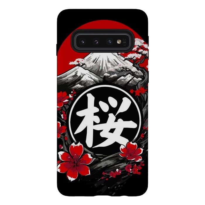 Galaxy S10 StrongFit Mount Fuji Cherry Blossoms by LM2Kone