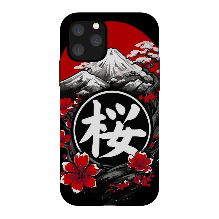 iPhone 11 Pro StrongFit Mount Fuji Cherry Blossoms by LM2Kone