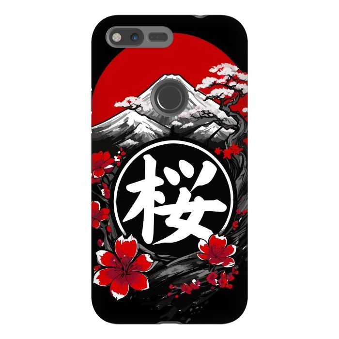 Pixel XL StrongFit Mount Fuji Cherry Blossoms by LM2Kone