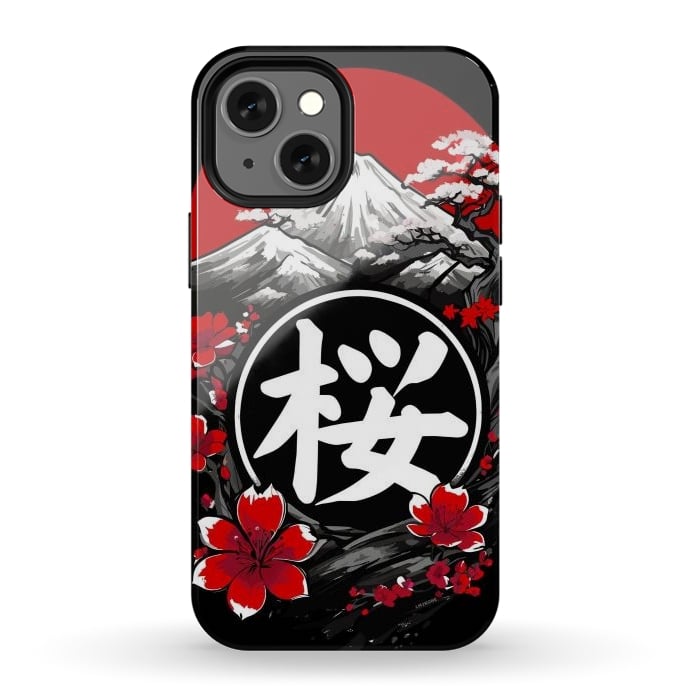 iPhone 12 mini StrongFit Mount Fuji Cherry Blossoms by LM2Kone