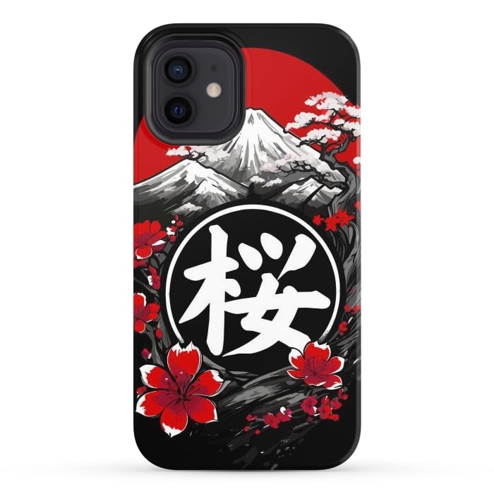 iPhone 12 StrongFit Mount Fuji Cherry Blossoms by LM2Kone