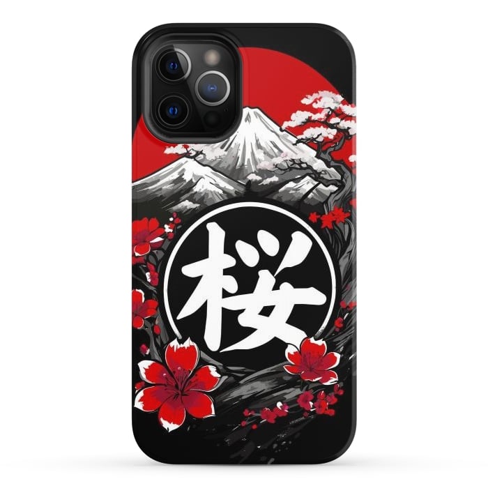 iPhone 12 Pro StrongFit Mount Fuji Cherry Blossoms by LM2Kone