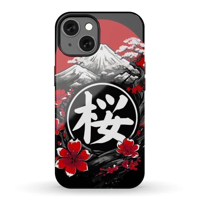 iPhone 13 StrongFit Mount Fuji Cherry Blossoms by LM2Kone
