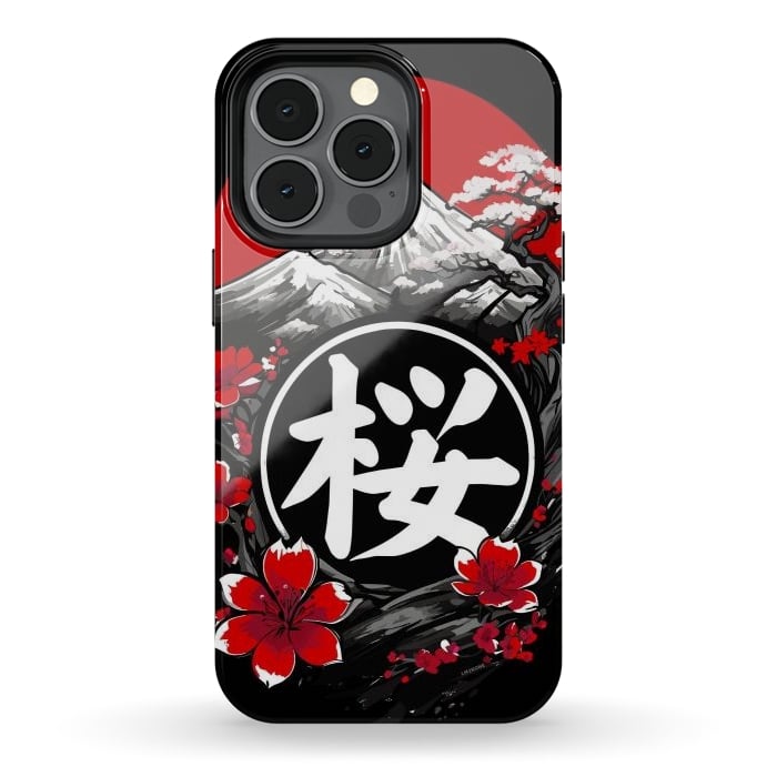 iPhone 13 pro StrongFit Mount Fuji Cherry Blossoms by LM2Kone