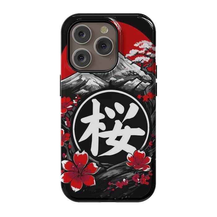 iPhone 14 Pro StrongFit Mount Fuji Cherry Blossoms by LM2Kone
