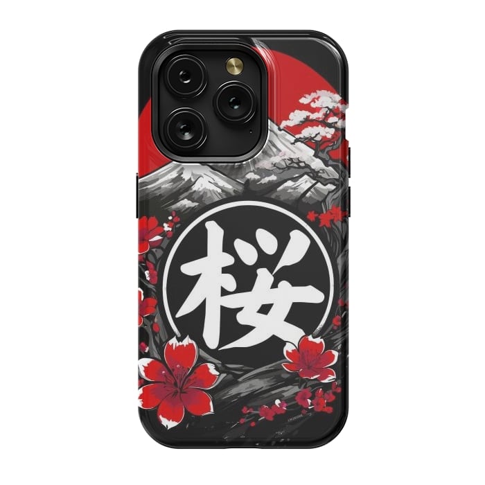 iPhone 15 Pro StrongFit Mount Fuji Cherry Blossoms by LM2Kone
