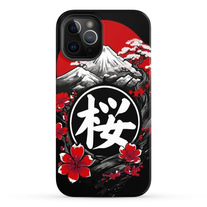 iPhone 12 Pro Max StrongFit Mount Fuji Cherry Blossoms by LM2Kone