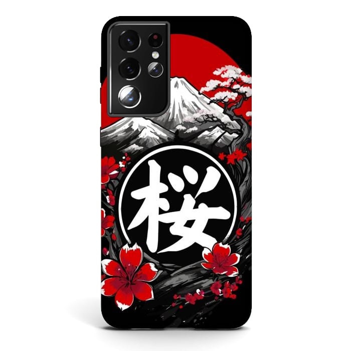 Galaxy S21 ultra StrongFit Mount Fuji Cherry Blossoms by LM2Kone