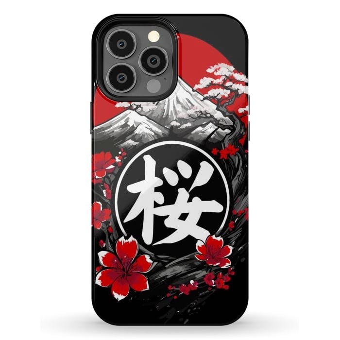 iPhone 13 Pro Max StrongFit Mount Fuji Cherry Blossoms by LM2Kone