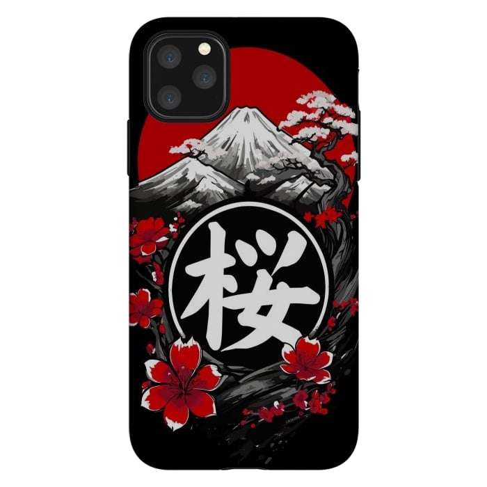 iPhone 11 Pro Max StrongFit Mount Fuji Cherry Blossoms by LM2Kone