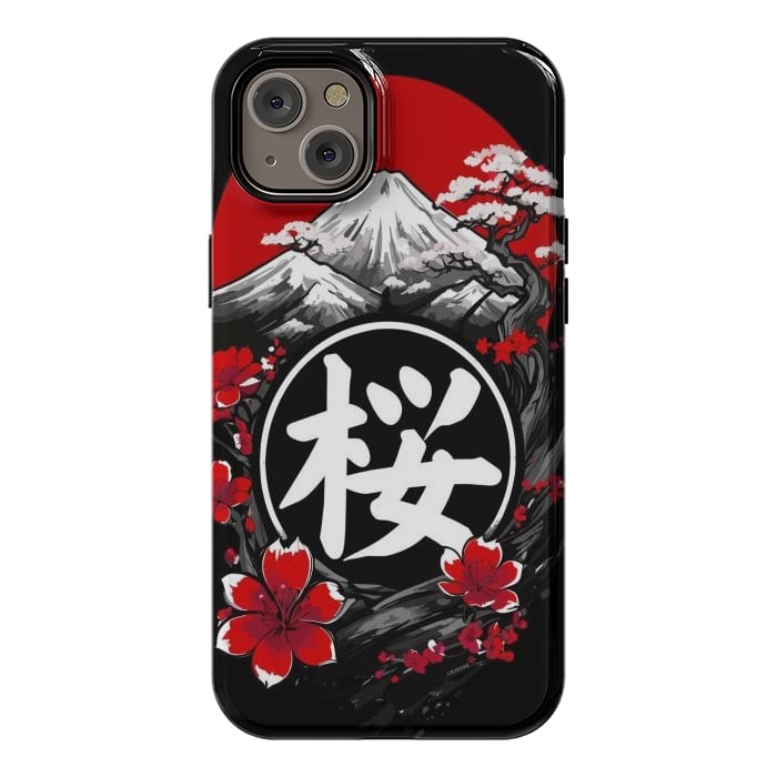 iPhone 14 Plus StrongFit Mount Fuji Cherry Blossoms by LM2Kone