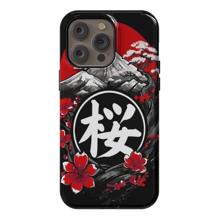 iPhone 14 Pro max StrongFit Mount Fuji Cherry Blossoms by LM2Kone
