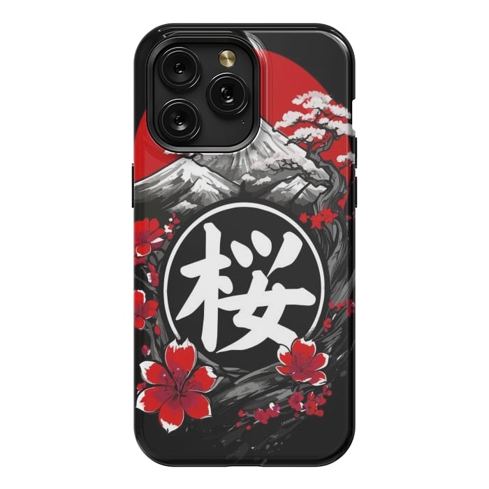 iPhone 15 Pro Max StrongFit Mount Fuji Cherry Blossoms by LM2Kone