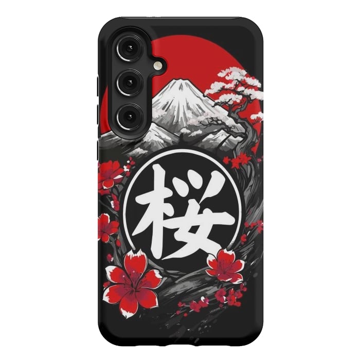 Galaxy S24 Plus StrongFit Mount Fuji Cherry Blossoms by LM2Kone