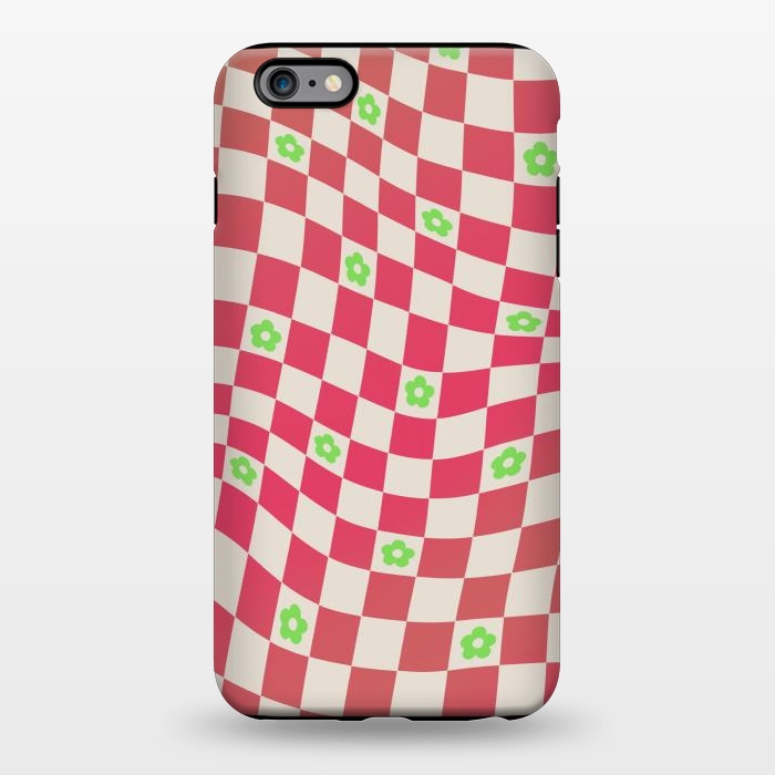 iPhone 6/6s plus StrongFit Checks and flowers - retro optical illusion checkered Y2K by Oana 