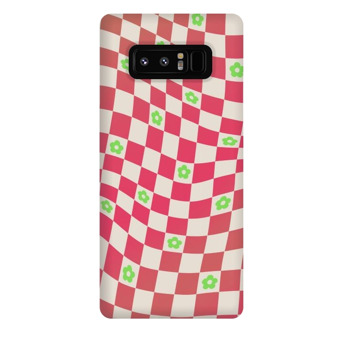 Galaxy Note 8 StrongFit Checks and flowers - retro optical illusion checkered Y2K by Oana 