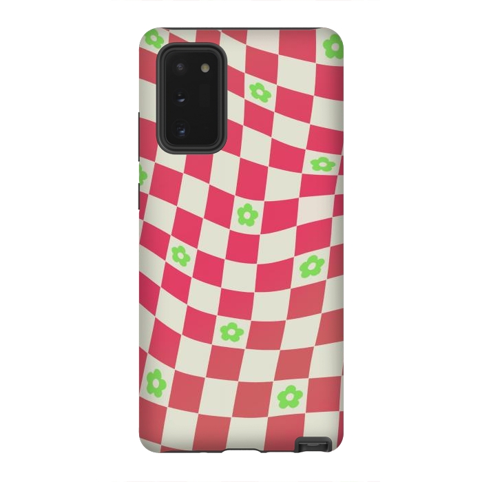 Galaxy Note 20 StrongFit Checks and flowers - retro optical illusion checkered Y2K by Oana 