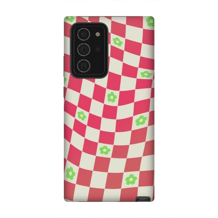 Galaxy Note 20 Ultra StrongFit Checks and flowers - retro optical illusion checkered Y2K by Oana 