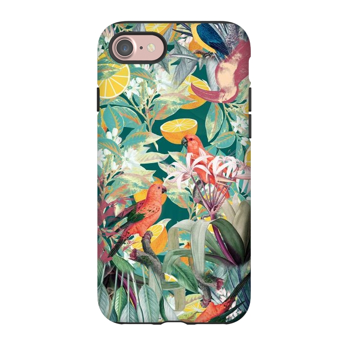 iPhone 7 StrongFit Parrots, oranges and tropical leaves - jungle paradise by Oana 