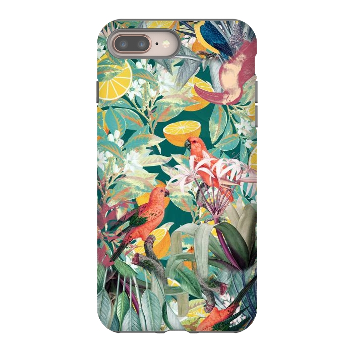 iPhone 7 plus StrongFit Parrots, oranges and tropical leaves - jungle paradise by Oana 