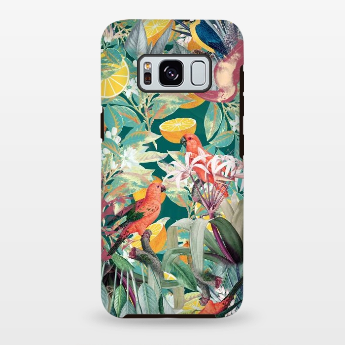 Galaxy S8 plus StrongFit Parrots, oranges and tropical leaves - jungle paradise by Oana 