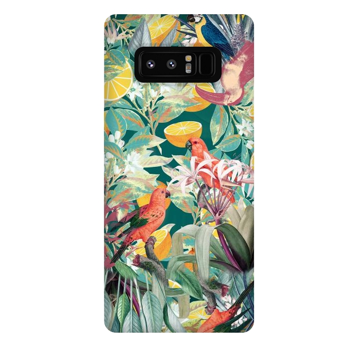 Galaxy Note 8 StrongFit Parrots, oranges and tropical leaves - jungle paradise by Oana 