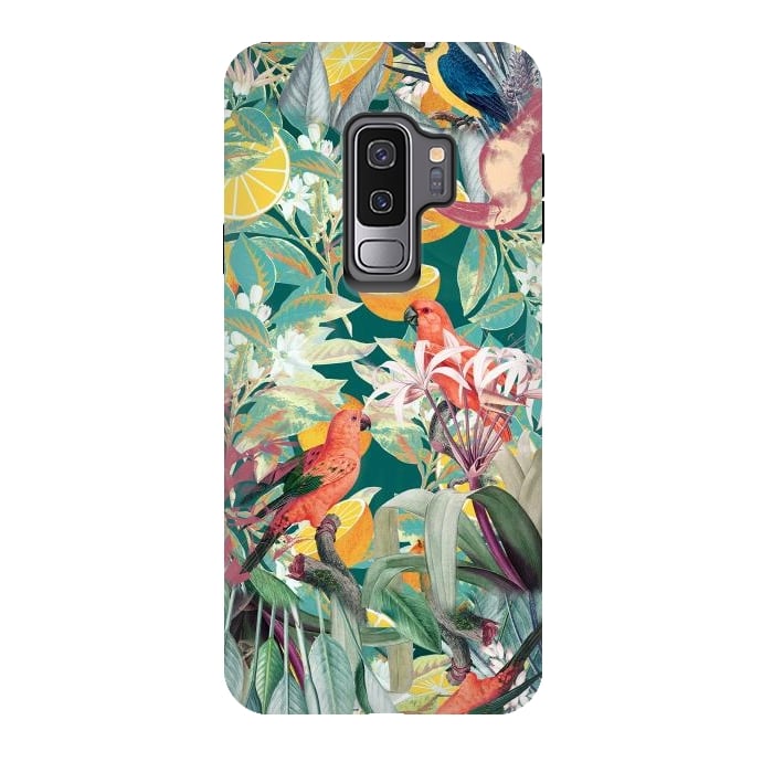 Galaxy S9 plus StrongFit Parrots, oranges and tropical leaves - jungle paradise by Oana 