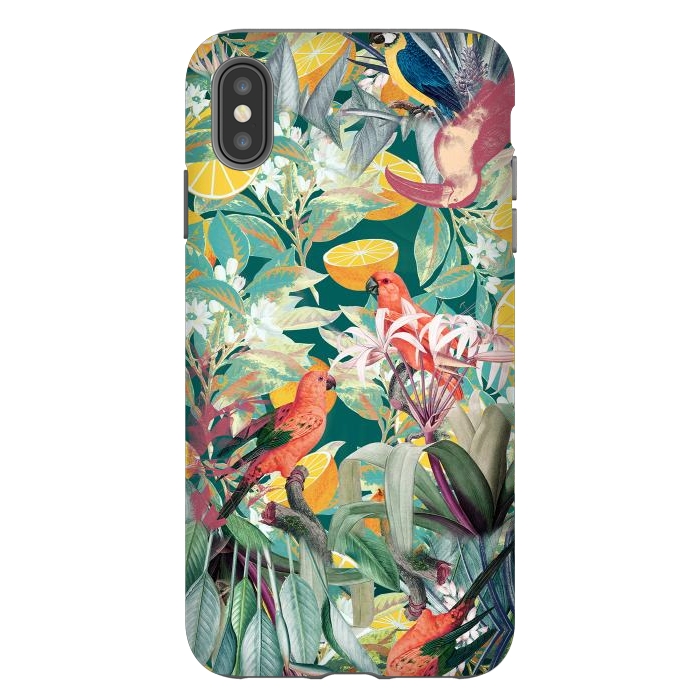 iPhone Xs Max StrongFit Parrots, oranges and tropical leaves - jungle paradise by Oana 